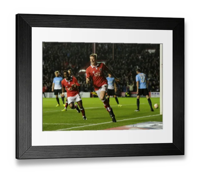 Framed Print : Thrilling Goal Celebration: Aden Flint's Strike for Bristol City Against Bradford City, October 2014 Framed Print : Thrilling Goal Celebration: Aden Flint's Strike for Bristol City Against Bradford City, October 2014