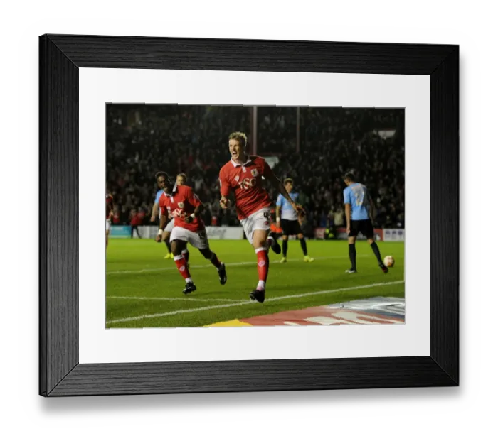 Framed Print : Aden Flint's Euphoric Goal Celebration: Bristol City vs Bradford City, 2014 Framed Print : Aden Flint's Euphoric Goal Celebration: Bristol City vs Bradford City, 2014