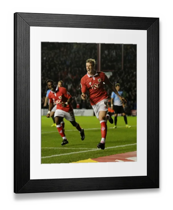 Framed Print : Aden Flint's Euphoric Goal Celebration: Bristol City's Triumph Over Bradford City (2014) Framed Print : Aden Flint's Euphoric Goal Celebration: Bristol City's Triumph Over Bradford City (2014)