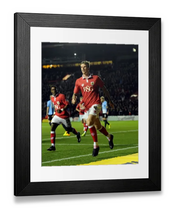 Framed Print : Aden Flint's Euphoric Goal Celebration: Bristol City's Triumph Over Bradford City, October 2014 Framed Print : Aden Flint's Euphoric Goal Celebration: Bristol City's Triumph Over Bradford City, October 2014