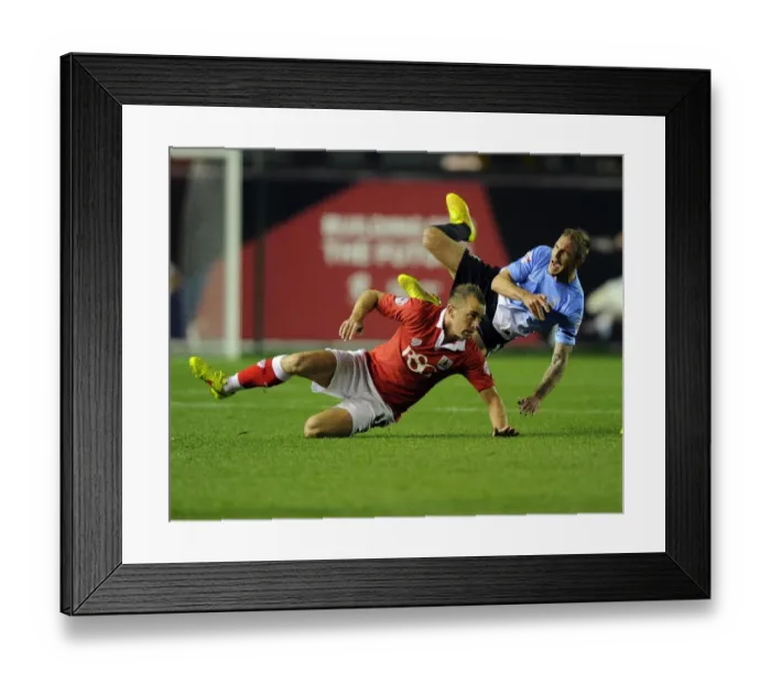 Framed Print : Bristol City vs Bradford City: Wilbraham Fouls Liddle (Sky Bet League One) Framed Print : Bristol City vs Bradford City: Wilbraham Fouls Liddle (Sky Bet League One)