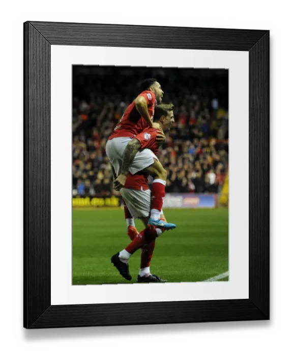 Framed Print : Double Trouble: Aden Flint and Derrick Williams Unstoppable Goal Celebration (Bristol City vs. Bradford City, 2014) Framed Print : Double Trouble: Aden Flint and Derrick Williams Unstoppable Goal Celebration (Bristol City vs. Bradford City, 2014)