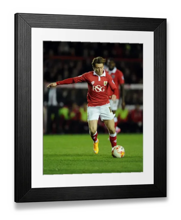 Framed Print : Action-Packed Moment: Luke Freeman in Full Swing for Bristol City against Bradford City, October 2014, Ashton Gate