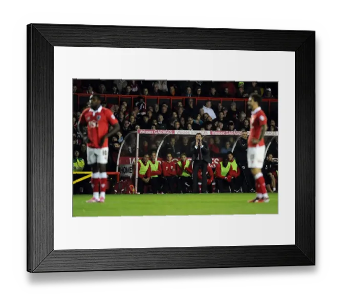 Framed Print : Steve Cotterill Shouts Instructions during Bristol City vs Bradford City Football Match, October 2014
