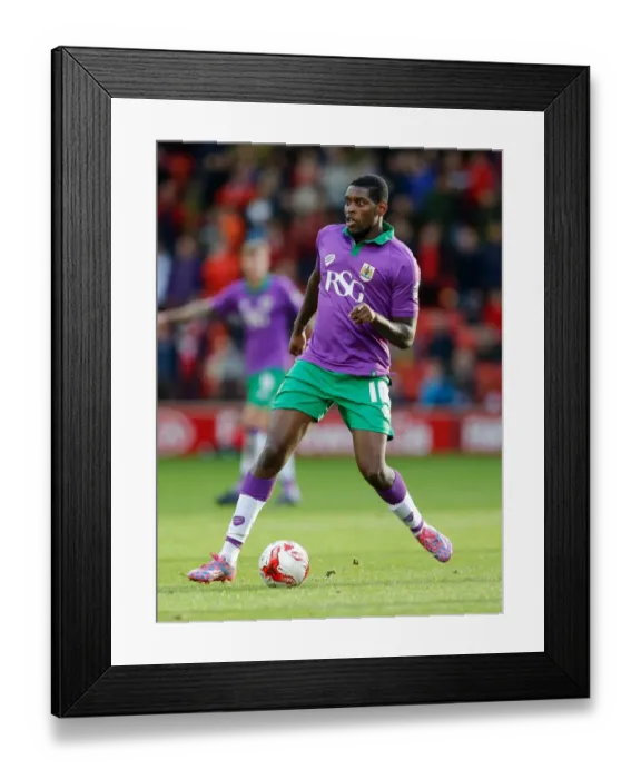 Framed Print : Jay Emmanuel-Thomas in Action: Barnsley vs. Bristol City Football Match (2014)