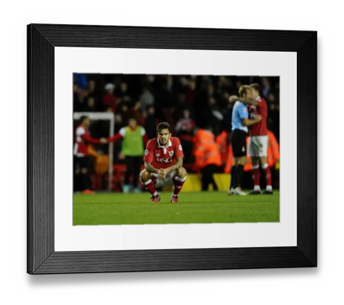 Framed Print : Marlon Pack's Disappointment: Bristol City vs Bradford City, 2014