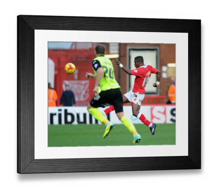 Framed Print : Bristol City's Kieran Agard Aims for the Net against Oldham Athletic - Sky Bet League One, Ashton Gate
