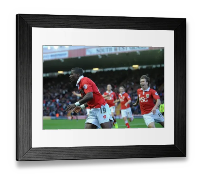 Framed Print : Euphoria Unleashed: Kieran Agard's Thrilling Goal Celebration for Bristol City vs Oldham Athletic (2014) Framed Print : Euphoria Unleashed: Kieran Agard's Thrilling Goal Celebration for Bristol City vs Oldham Athletic (2014)