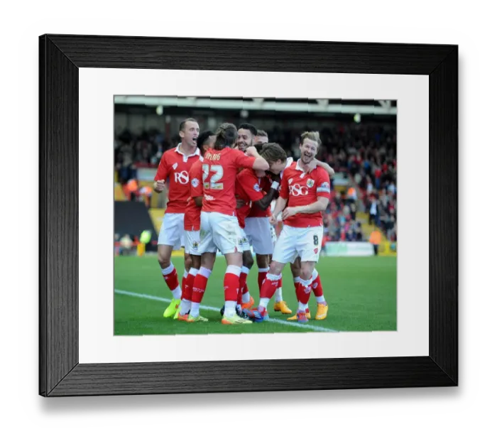 Framed Print : Agard's Thrilling Goal: Bristol City's Jubilant Celebration vs Oldham Athletic (2014) Framed Print : Agard's Thrilling Goal: Bristol City's Jubilant Celebration vs Oldham Athletic (2014)