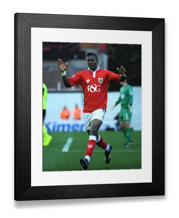 Framed Print : Bristol City's Thrilling Kieran Agard Goal Celebration: Victory Moment vs Oldham Athletic (November 2014, Sky Bet League One)