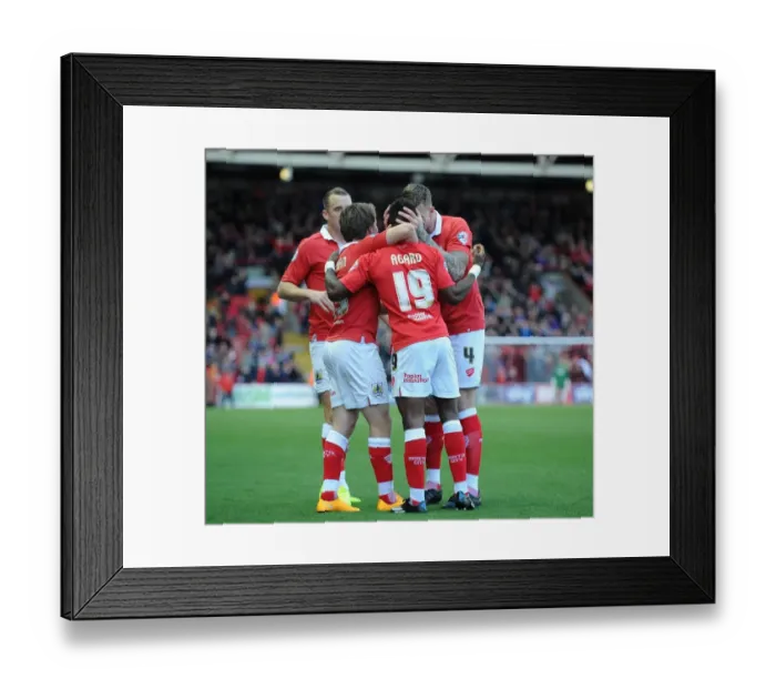 Framed Print : Bristol City Celebrate Kieran Agard's Goal Against Oldham Athletic, Sky Bet League One, Ashton Gate Framed Print : Bristol City Celebrate Kieran Agard's Goal Against Oldham Athletic, Sky Bet League One, Ashton Gate
