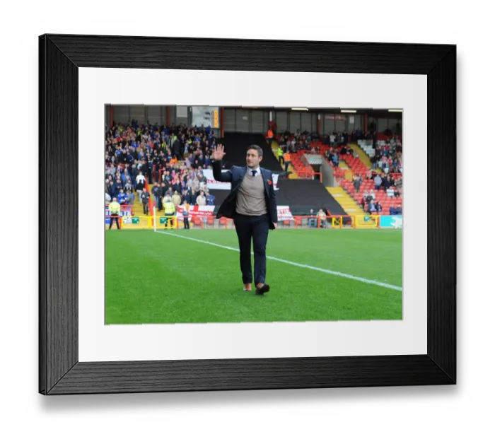 Framed Print : Lee Johnson Waves to Fans: Bristol City vs Oldham Football Match, 2014