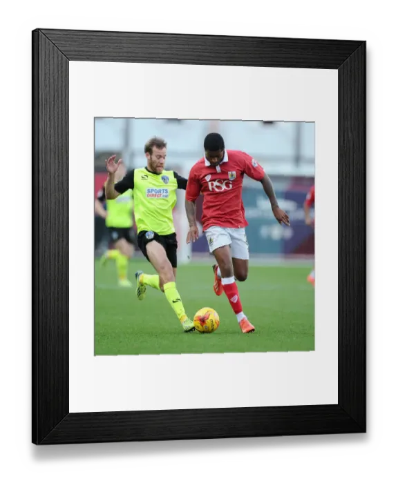 Framed Print : Battling Rivals: Mark Little vs. James Dayton - Intense Moment in the Bristol City vs. Oldham Athletic Rivalry