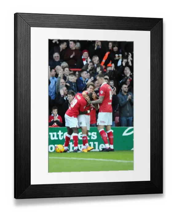 Framed Print : Triumphant Moment: Agard, Freeman, and Flint Celebrate Bristol City's Victory Framed Print : Triumphant Moment: Agard, Freeman, and Flint Celebrate Bristol City's Victory