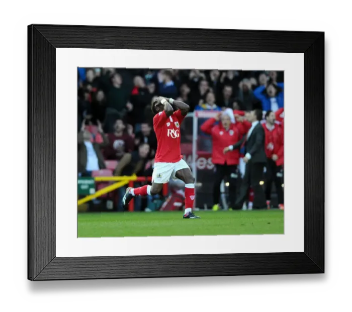 Framed Print : Reaction: Agard's Long-Range Shot Narrowly Misses Target for Bristol City against Oldham Athletic