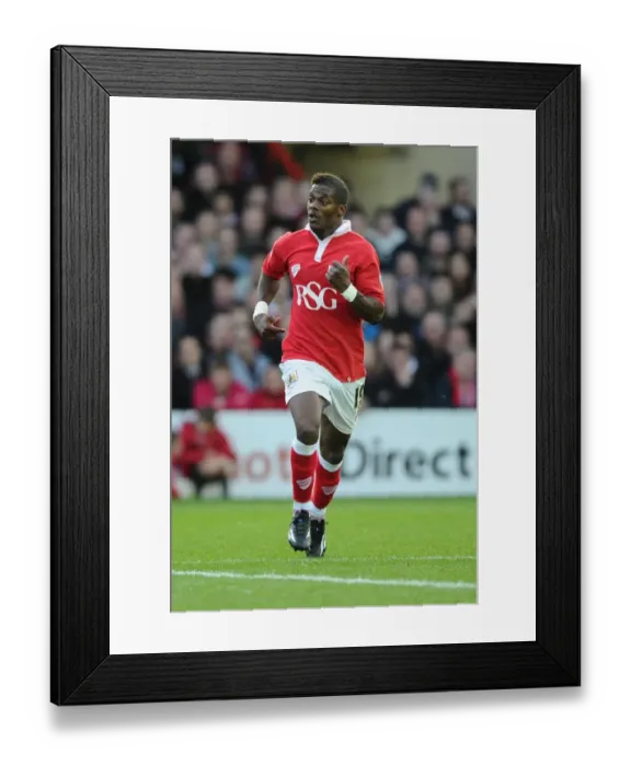 Framed Print : Bristol City's Kieran Agard in Action against Oldham Athletic, November 2014