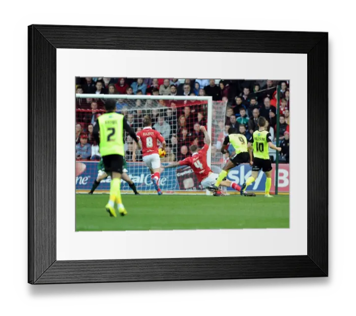 Framed Print : Bristol City Goalkeeper Frank Fielding Saves from Oldham Athletic's Dominic Poleon - Sky Bet League One Clash at Ashton Gate