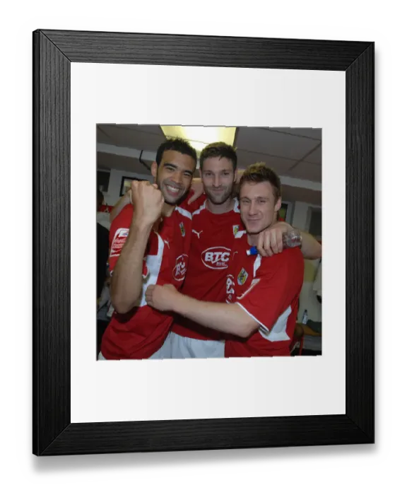 Framed Print : Bristol City FC's United Front in the Play-Off Showdown: The Epic Dressing Room Moment vs Crystal Palace