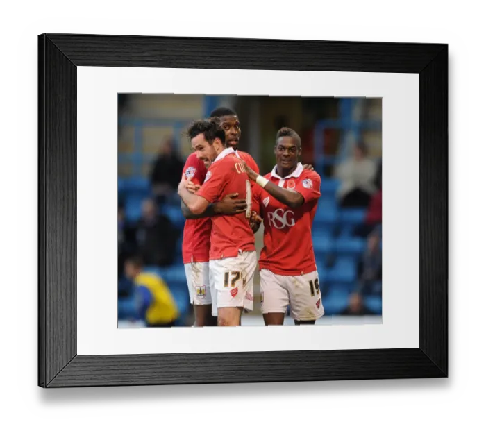 Framed Print : Bristol City's Triumph: Celebrating Cunningham, Emmanuel-Thomas, and Agard's FA Cup Goal (Gillingham v Bristol City) Framed Print : Bristol City's Triumph: Celebrating Cunningham, Emmanuel-Thomas, and Agard's FA Cup Goal (Gillingham v Bristol City)