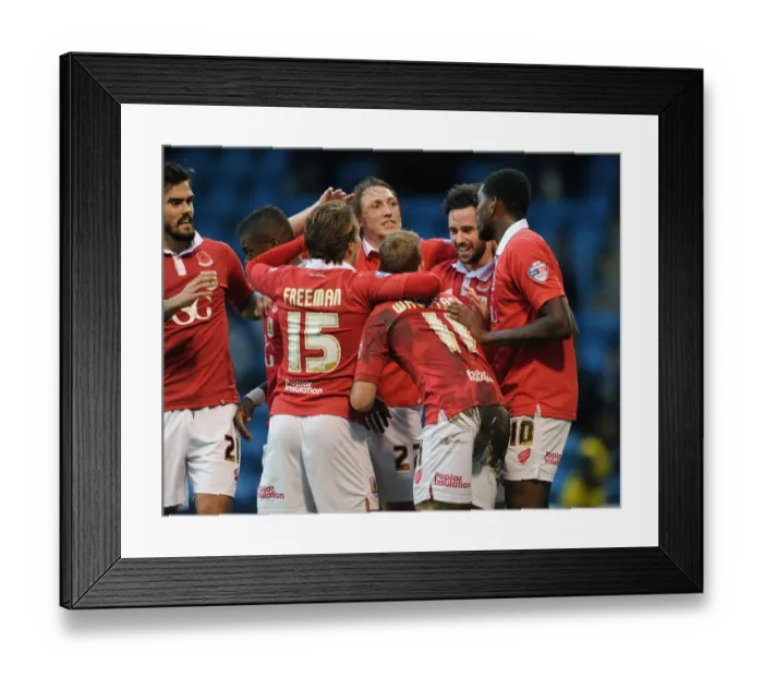 Framed Print : Bristol City Celebrates FA Cup Upset Over Gillingham: Greg Cunningham Scores the Winner