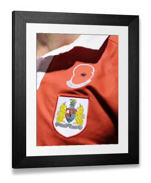 Framed Print : Bristol City Football Club in FA Cup: A Closer Look at the Poppy Tribute Shirt