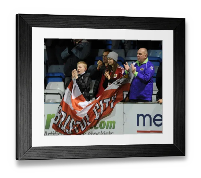 Framed Print : Bristol City Fans at Priestfield Stadium during FA Cup Match against Gillingham, November 2014 Framed Print : Bristol City Fans at Priestfield Stadium during FA Cup Match against Gillingham, November 2014