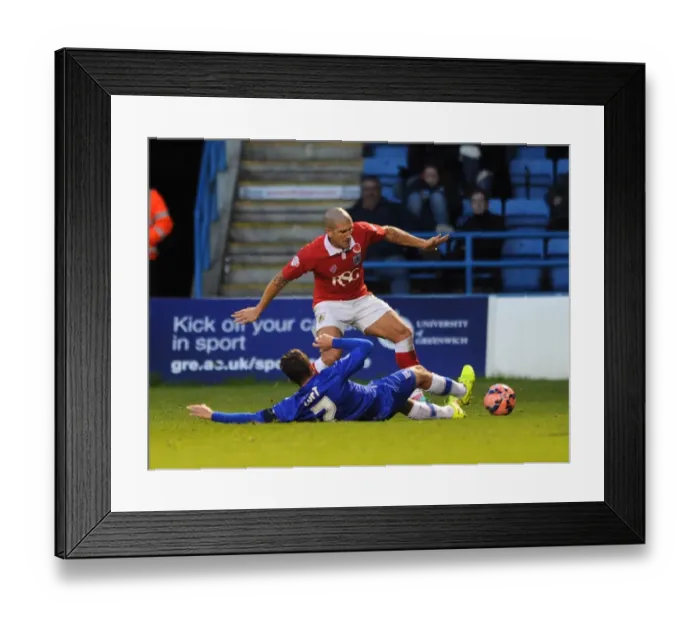 Framed Print : Bristol City vs Gillingham: Intense Moment at Priestfield Stadium, FA Cup Round One