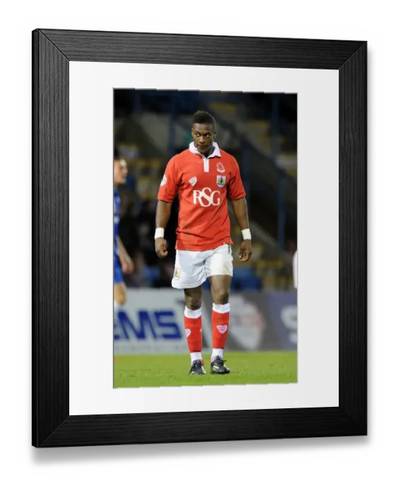 Framed Print : Kieran Agard in Action: Gillingham vs. Bristol City FA Cup Clash, November 2014