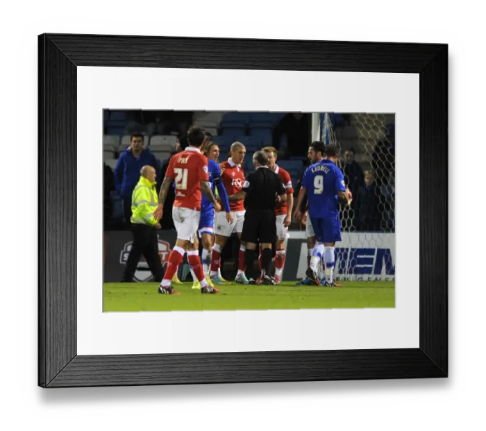 Framed Print : Protesting the Penalty: Adam El-Abd of Bristol City at Gillingham's Priestfield Stadium, FA Cup Round One