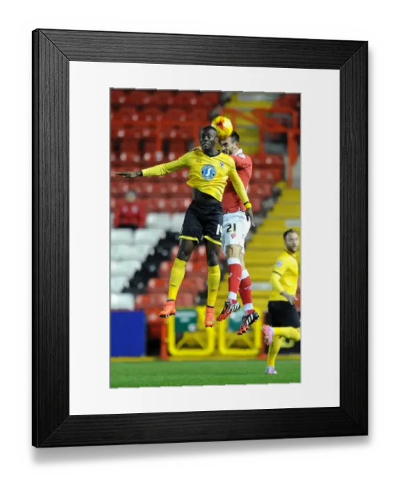 Framed Print : Maron Pack of Bristol City Challenges Adebayo Azeez of AFC Wimbledon for the Ball - Johnstone's Paint Trophy Clash, November 2014 Framed Print : Maron Pack of Bristol City Challenges Adebayo Azeez of AFC Wimbledon for the Ball - Johnstone's Paint Trophy Clash, November 2014