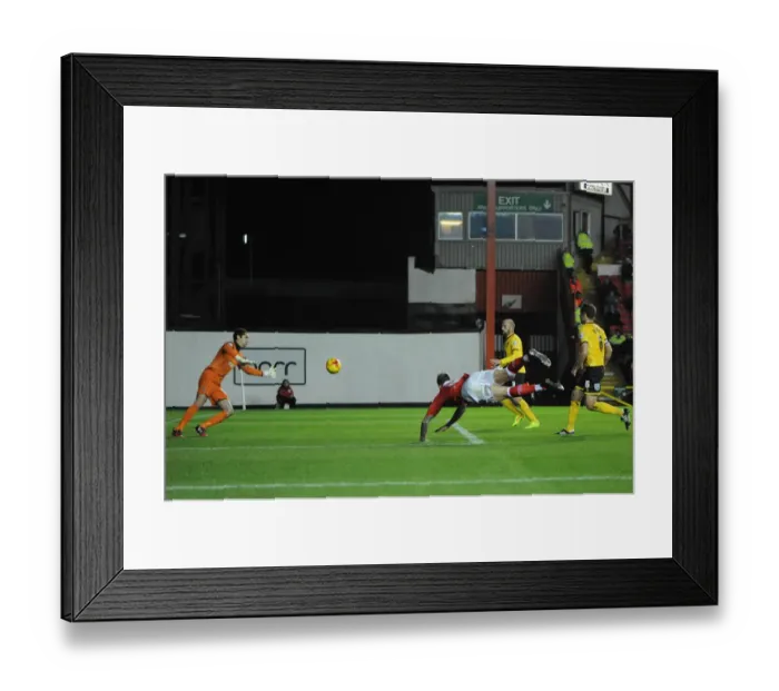 Framed Print : Aden Flint's Dramatic Near-Miss: Thrilling Football Moment from Bristol City vs AFC Wimbledon, Johnstone's Paint Trophy