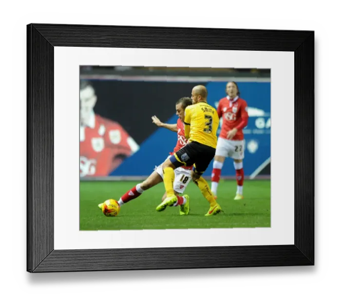 Framed Print : Bristol City vs AFC Wimbledon: Intense Clash at Ashton Gate, Wilbraham vs Smith