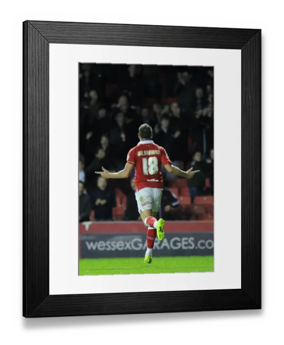 Framed Print : Bristol City's Aaron Wilbraham Celebrates Goal Against AFC Wimbledon in Johnstone's Paint Trophy Match Framed Print : Bristol City's Aaron Wilbraham Celebrates Goal Against AFC Wimbledon in Johnstone's Paint Trophy Match