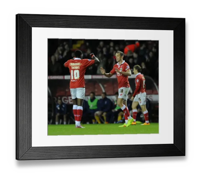Framed Print : Bristol City's Aaron Wilbraham and Jay Emmanuel-Thomas Celebrate Goal in Bristol City v AFC Wimbledon Match, Johnstone Paint Trophy, Ashton Gate Framed Print : Bristol City's Aaron Wilbraham and Jay Emmanuel-Thomas Celebrate Goal in Bristol City v AFC Wimbledon Match, Johnstone Paint Trophy, Ashton Gate