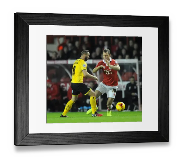 Framed Print : Bristol City vs AFC Wimbledon: Intense Moment as Wilbraham Clashes with Moore Framed Print : Bristol City vs AFC Wimbledon: Intense Moment as Wilbraham Clashes with Moore