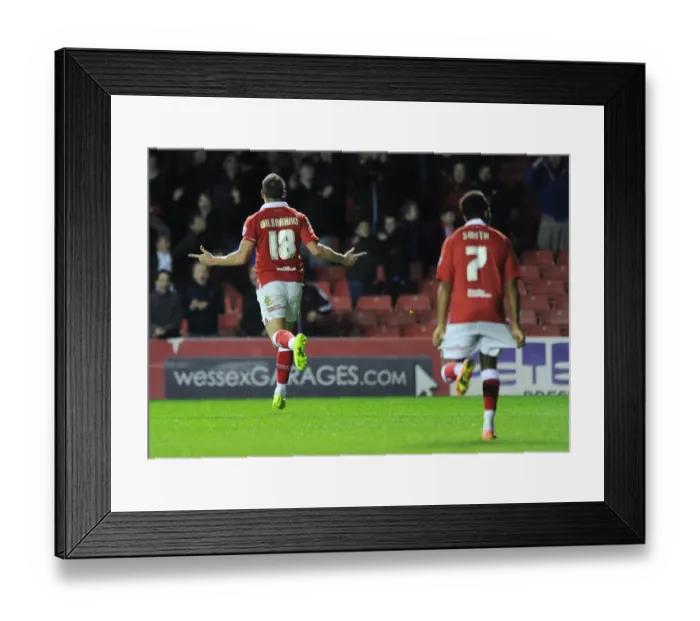 Framed Print : Bristol City's Aaron Wilbraham Scores Thrilling Goal in Johnstone Paint Trophy Match Against AFC Wimbledon Framed Print : Bristol City's Aaron Wilbraham Scores Thrilling Goal in Johnstone Paint Trophy Match Against AFC Wimbledon