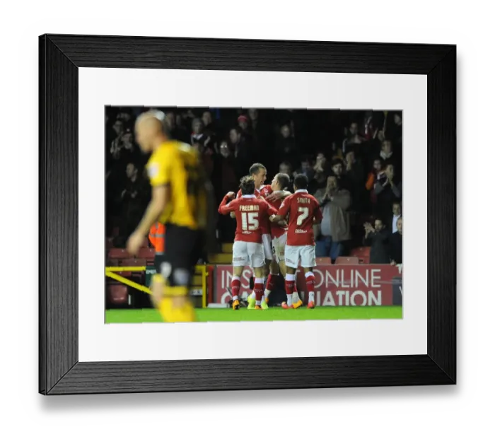 Framed Print : Bristol City Celebrates: Wilbraham's Goal vs AFC Wimbledon, Johnstone's Paint Trophy (November 2014) Framed Print : Bristol City Celebrates: Wilbraham's Goal vs AFC Wimbledon, Johnstone's Paint Trophy (November 2014)