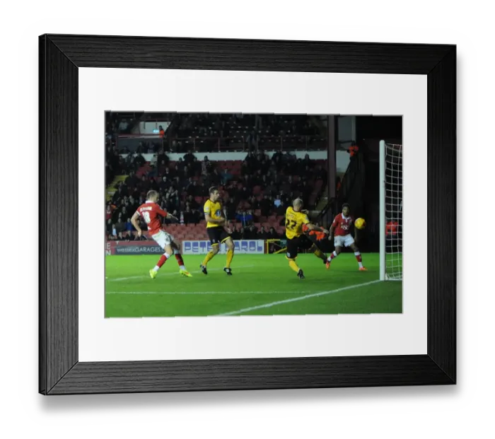 Framed Print : Bristol City's Aaron Wilbraham Scores the Game-Winning Goal Against AFC Wimbledon in the Johnstone's Paint Trophy at Ashton Gate Framed Print : Bristol City's Aaron Wilbraham Scores the Game-Winning Goal Against AFC Wimbledon in the Johnstone's Paint Trophy at Ashton Gate