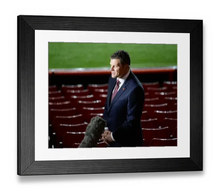 Framed Print : Steve Cotterill's Interview with Sky Sports at Ashton Gate: Bristol City vs AFC Wimbledon, Johnstone's Paint Trophy (November 11, 2014)