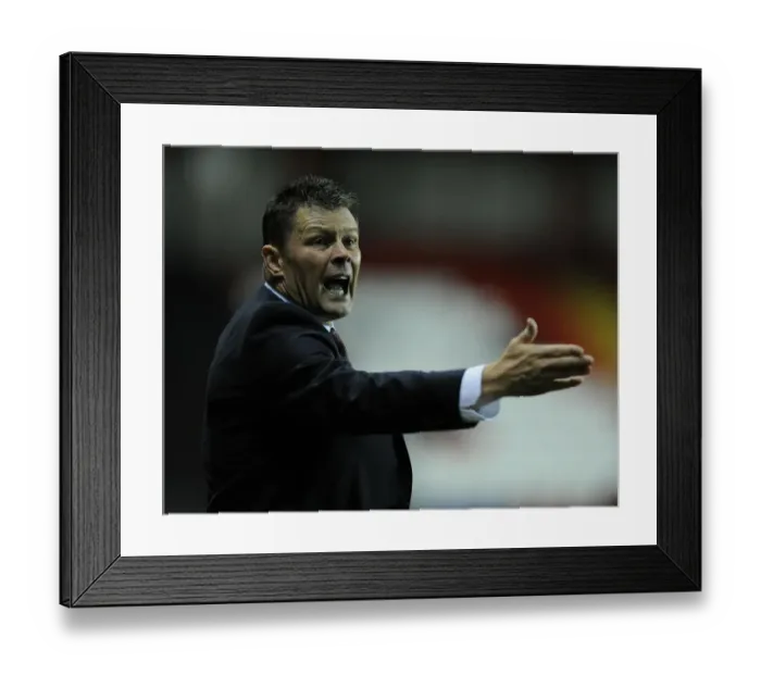 Framed Print : Steve Cotterill Gives Instructions: Bristol City vs AFC Wimbledon, Johnstone's Paint Trophy