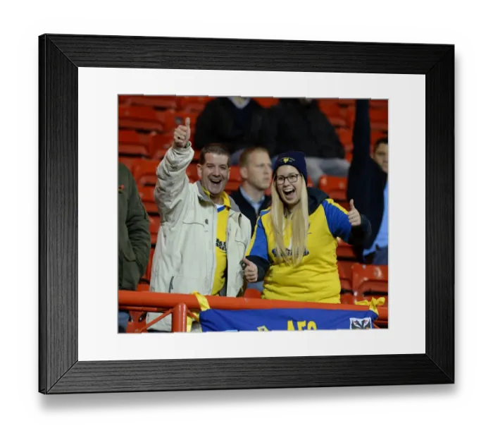 Framed Print : Fans in Action: Bristol City vs AFC Wimbledon - Johnstone's Paint Trophy Clash at Ashton Gate