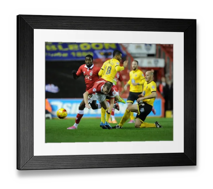 Framed Print : Foul at Ashton Gate: Barrett vs. Wilbraham - Bristol City vs. AFC Wimbledon Framed Print : Foul at Ashton Gate: Barrett vs. Wilbraham - Bristol City vs. AFC Wimbledon