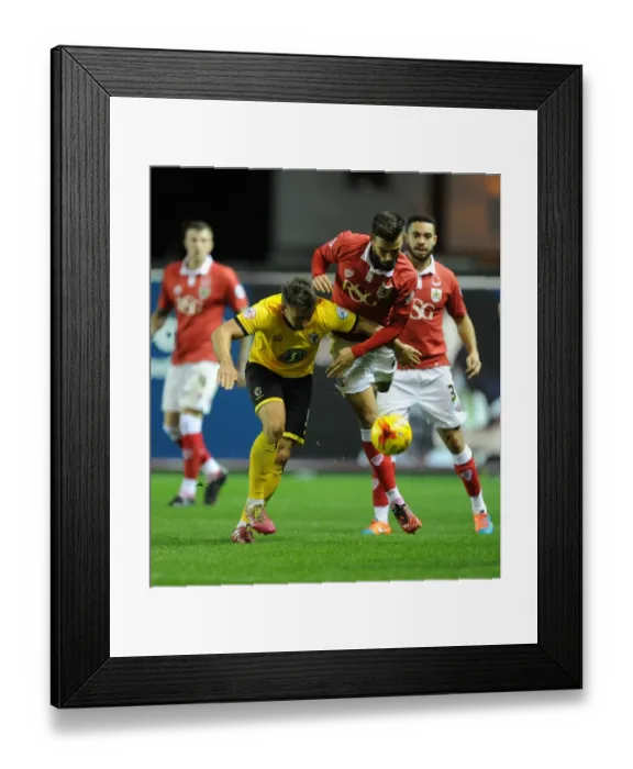 Framed Print : Maron Pack vs Matt Tubbs: Battle for the Ball in Bristol City vs AFC Wimbledon, Johnstone's Paint Trophy Framed Print : Maron Pack vs Matt Tubbs: Battle for the Ball in Bristol City vs AFC Wimbledon, Johnstone's Paint Trophy