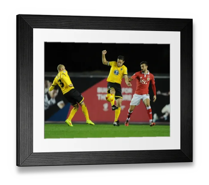 Framed Print : Alan Bennett Wins the Ball: AFC Wimbledon vs. Bristol City, Johnstone's Paint Trophy, 11-11-2014