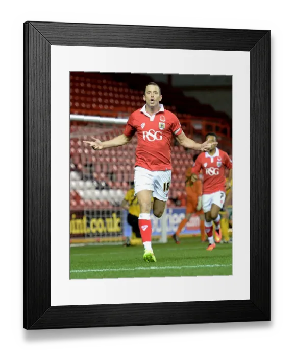 Framed Print : Aaron Wilbraham's Goal Celebration: Bristol City Triumphs Over AFC Wimbledon in Johnstone's Paint Trophy Framed Print : Aaron Wilbraham's Goal Celebration: Bristol City Triumphs Over AFC Wimbledon in Johnstone's Paint Trophy