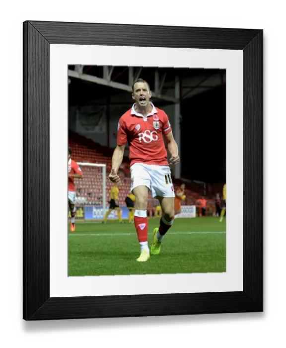 Framed Print : Bristol City's Johnstone's Paint Trophy Victory: Aaron Wilbraham's Triumphant Goal Celebration Framed Print : Bristol City's Johnstone's Paint Trophy Victory: Aaron Wilbraham's Triumphant Goal Celebration