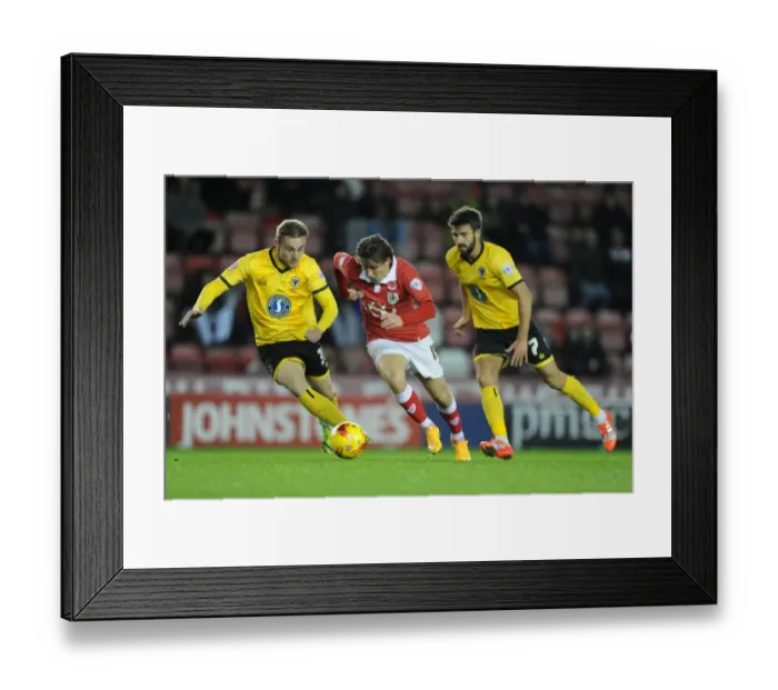 Framed Print : Bristol City's Luke Freeman Charges Forward in Johnstone's Paint Trophy Clash Against AFC Wimbledon