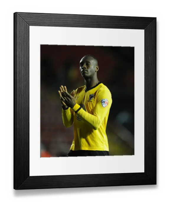 Framed Print : Adebayo Azeez of AFC Wimbledon Appreciates Fans Support during Bristol City Match Framed Print : Adebayo Azeez of AFC Wimbledon Appreciates Fans Support during Bristol City Match