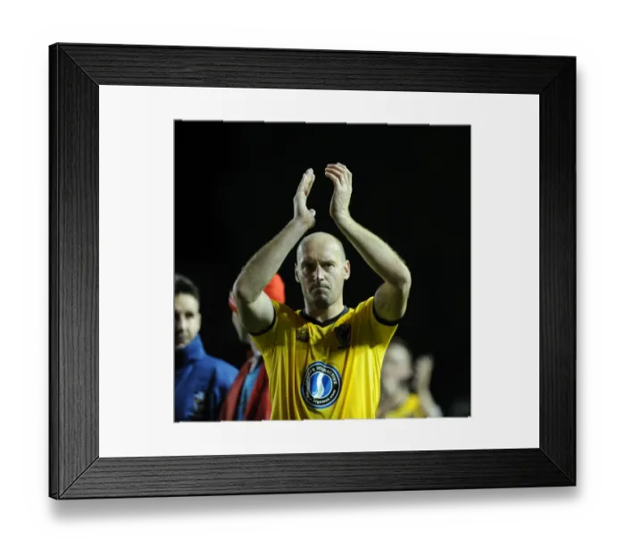 Framed Print : Bristol City vs AFC Wimbledon: Adam Barrett Cheers on Traveling Fans Framed Print : Bristol City vs AFC Wimbledon: Adam Barrett Cheers on Traveling Fans
