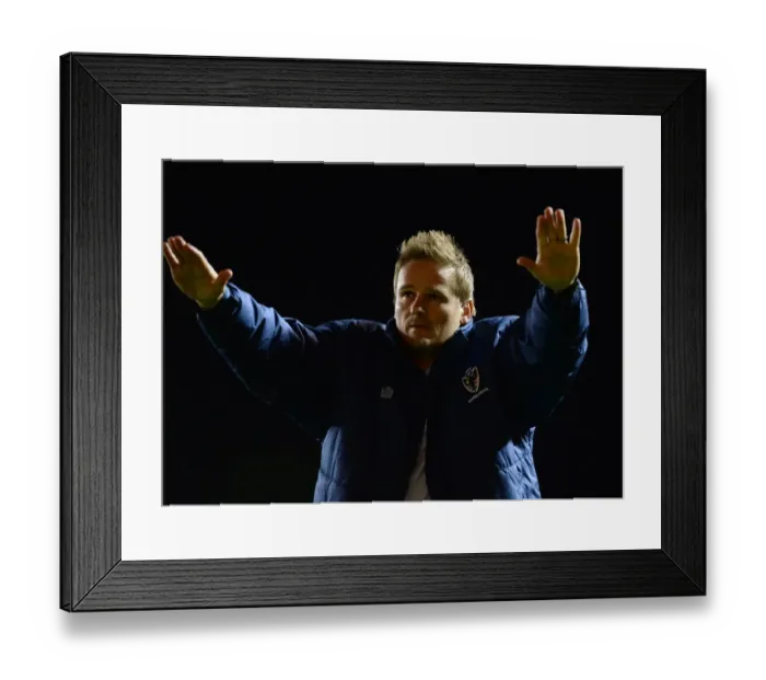 Framed Print : Neal Ardley Honors AFC Wimbledon Fans: A Heartfelt Moment at the Johnstone Paint Trophy Match between Bristol City and AFC Wimbledon